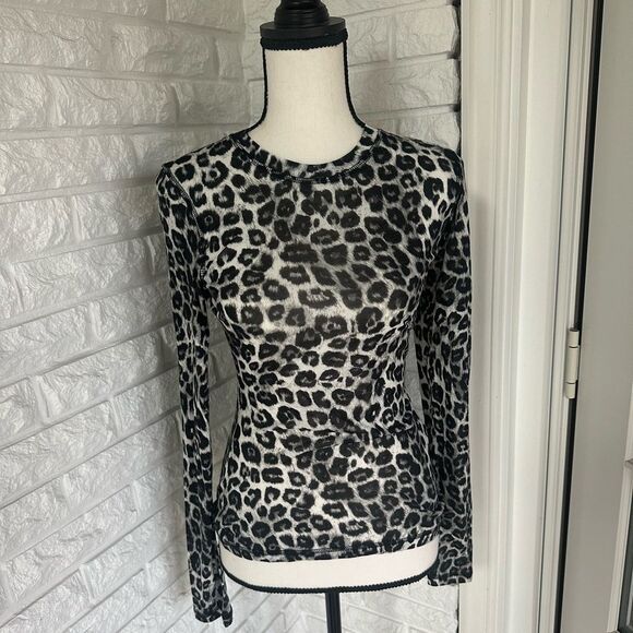 The Kooples Long Sleeve Leopard Print Tee - Picture 2 of 5